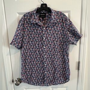 Bonobos Men's Casual Floral Shirt - Navy and Red